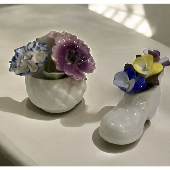 Radnor Porcelain Flowers England Fine Bone China Bouquet & Floral Boot - Picture 1 of 6